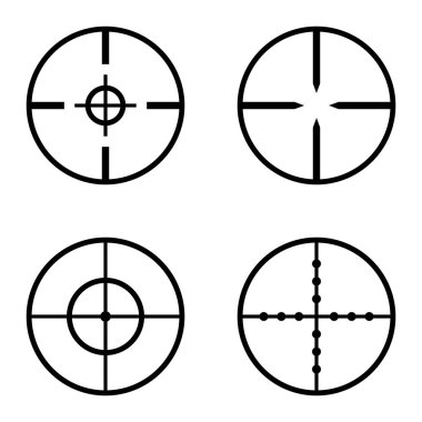 Crosshairs Düz Simge Seti Beyaz Arkaplanda İzole Edildi