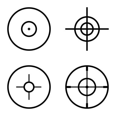 Crosshairs Düz Simge Seti Beyaz Arkaplanda İzole Edildi