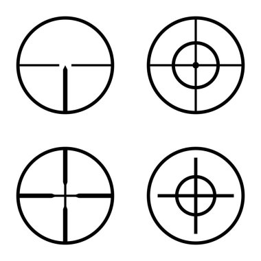 Crosshairs Düz Simge Seti Beyaz Arkaplanda İzole Edildi