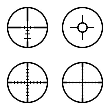Crosshairs Düz Simge Seti Beyaz Arkaplanda İzole Edildi