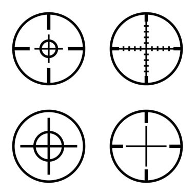 Crosshairs Düz Simge Seti Beyaz Arkaplanda İzole Edildi