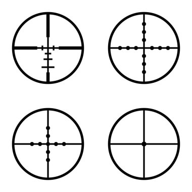 Crosshairs Düz Simge Seti Beyaz Arkaplanda İzole Edildi