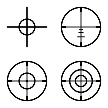 Crosshairs Düz Simge Seti Beyaz Arkaplanda İzole Edildi