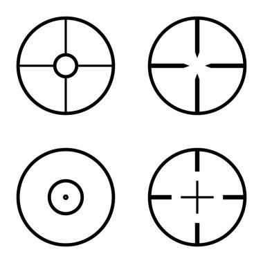 Crosshairs Düz Simge Seti Beyaz Arkaplanda İzole Edildi