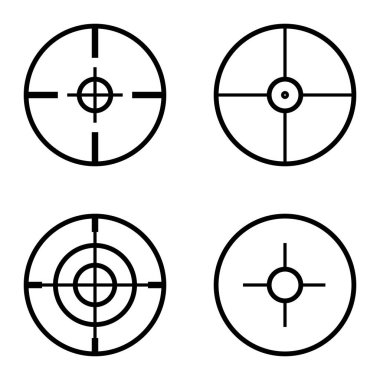 Crosshairs Düz Simge Seti Beyaz Arkaplanda İzole Edildi