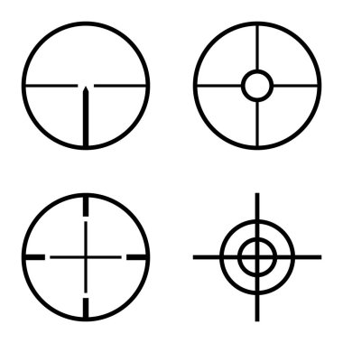 Crosshairs Düz Simge Seti Beyaz Arkaplanda İzole Edildi