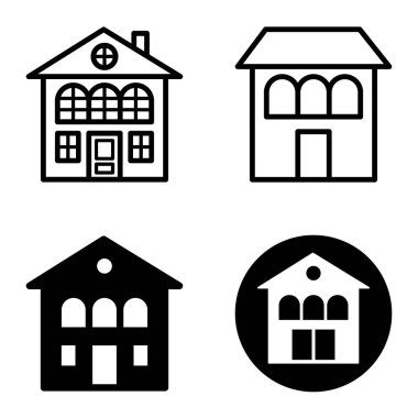 Düz Simge Seti Beyaz Arkaplanda Ayrı Tutulan Evler