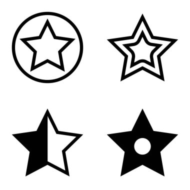 Yıldız Düz Simgesi Seti Beyaz Arkaplanda Ayrı Tutuldu