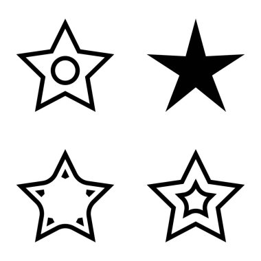 Yıldız Düz Simgesi Seti Beyaz Arkaplanda Ayrı Tutuldu