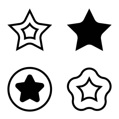 Yıldız Düz Simgesi Seti Beyaz Arkaplanda Ayrı Tutuldu