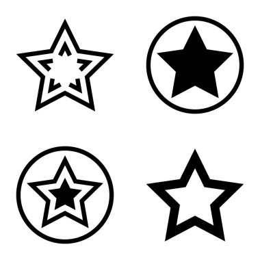 Yıldız Düz Simgesi Seti Beyaz Arkaplanda Ayrı Tutuldu