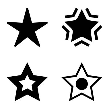 Yıldız Düz Simgesi Seti Beyaz Arkaplanda Ayrı Tutuldu