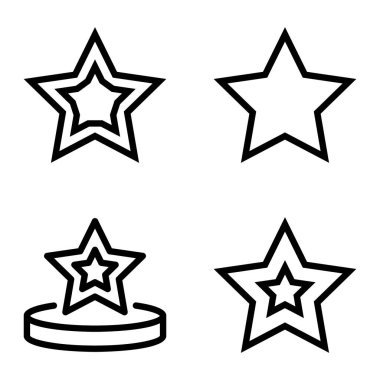 Yıldız Düz Simgesi Seti Beyaz Arkaplanda Ayrı Tutuldu