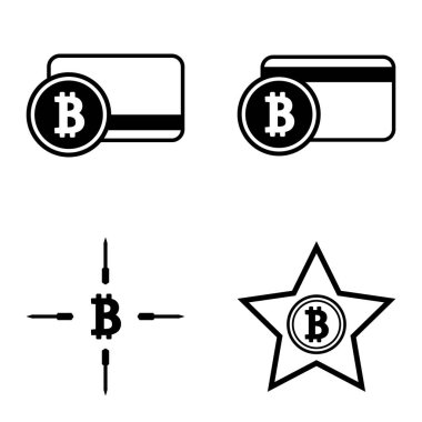 Bitcoins1-2 Düz Simge Seti Beyaz Arkaplanda İzole Edildi