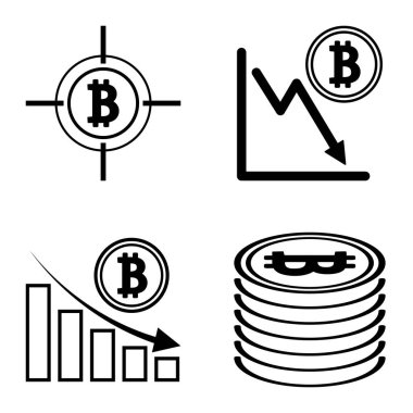 Bitcoins1-2 Düz Simge Seti Beyaz Arkaplanda İzole Edildi