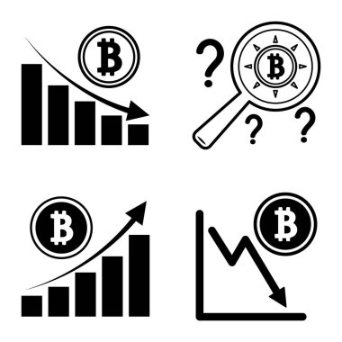 Bitcoins1-2 Düz Simge Seti Beyaz Arkaplanda İzole Edildi