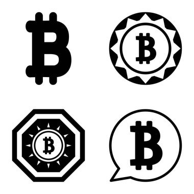 Bitcoins1-2 Düz Simge Seti Beyaz Arkaplanda İzole Edildi