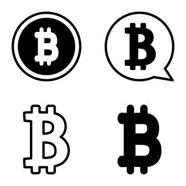 Bitcoins1-2 Düz Simge Seti Beyaz Arkaplanda İzole Edildi