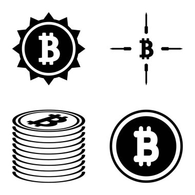 Bitcoins1-2 Düz Simge Seti Beyaz Arkaplanda İzole Edildi
