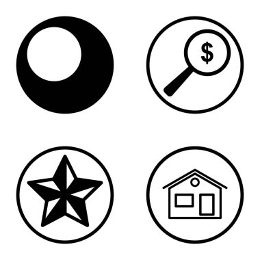 Daireler 1-2 Düz Simge Seti Beyaz Arkaplanda İzole Edildi