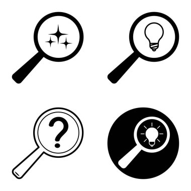 Büyüteçler Düz Simge Seti Beyaz Arkaplanda İzole Edildi