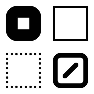 Kare Düz Simge Seti Beyaz Arkaplanda İzole Edildi