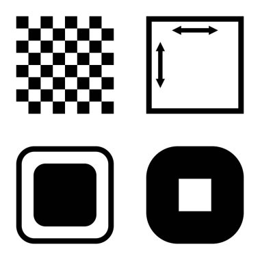 Kare Düz Simge Seti Beyaz Arkaplanda İzole Edildi