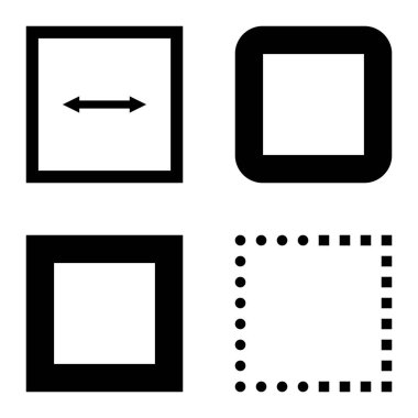 Kare Düz Simge Seti Beyaz Arkaplanda İzole Edildi