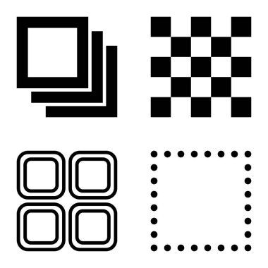 Kare Düz Simge Seti Beyaz Arkaplanda İzole Edildi