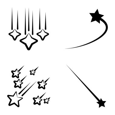 Yıldız Şelalesi Düz Simge Seti Beyaz Arkaplanda İzole Edildi