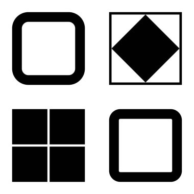 Kare Düz Simge Seti Beyaz Arkaplanda İzole Edildi