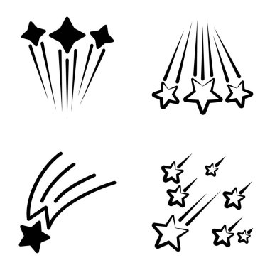 Yıldız Şelalesi Düz Simge Seti Beyaz Arkaplanda İzole Edildi