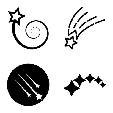 Yıldız Şelalesi Düz Simge Seti Beyaz Arkaplanda İzole Edildi