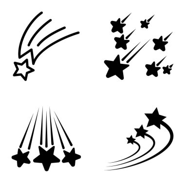 Yıldız Şelalesi Düz Simge Seti Beyaz Arkaplanda İzole Edildi