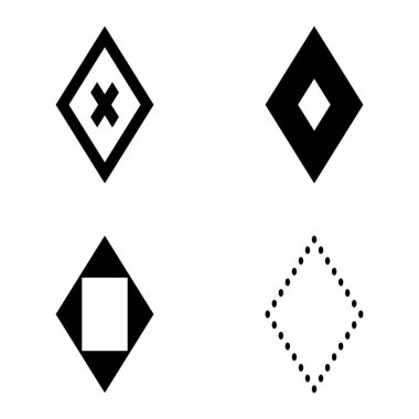 Rhombus Düz Simge Seti Beyaz Arkaplanda İzole Edildi