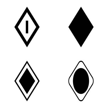 Rhombus Düz Simge Seti Beyaz Arkaplanda İzole Edildi