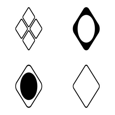 Rhombus Düz Simge Seti Beyaz Arkaplanda İzole Edildi