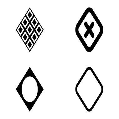 Rhombus Düz Simge Seti Beyaz Arkaplanda İzole Edildi