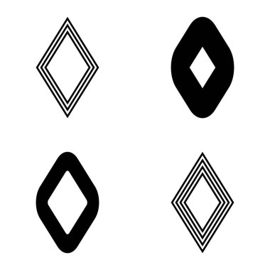 Rhombus Düz Simge Seti Beyaz Arkaplanda İzole Edildi