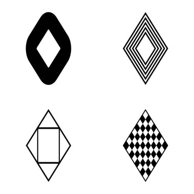 Rhombus Düz Simge Seti Beyaz Arkaplanda İzole Edildi