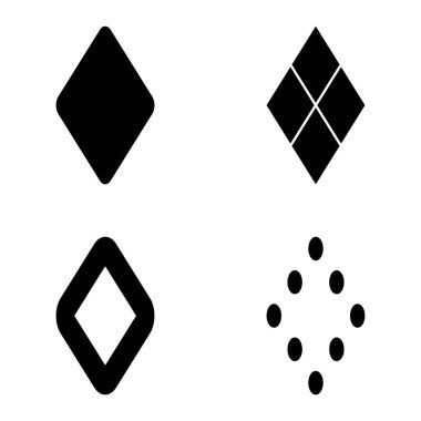 Rhombus Düz Simge Seti Beyaz Arkaplanda İzole Edildi