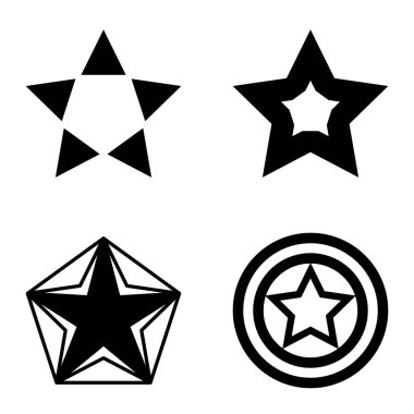 Yıldız1-2 Yıldız Şelalesi Düz Simge Seti Beyaz Arkaplanda İzole Edildi