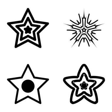 Yıldız2 Düz Simge Seti Beyaz Arkaplanda İzole Edildi