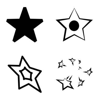 Yıldız2 Düz Simge Seti Beyaz Arkaplanda İzole Edildi
