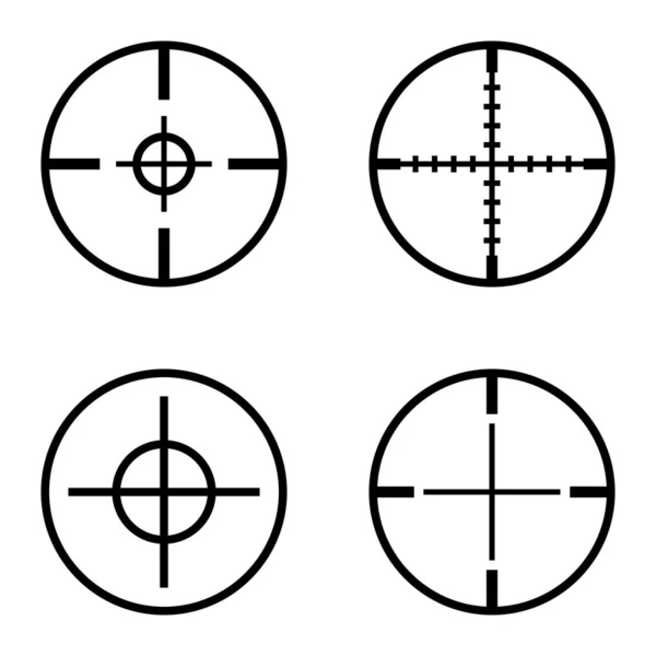 Crosshairs Düz Simge Seti Beyaz Arkaplanda Zole Edildi — Stok Vektör