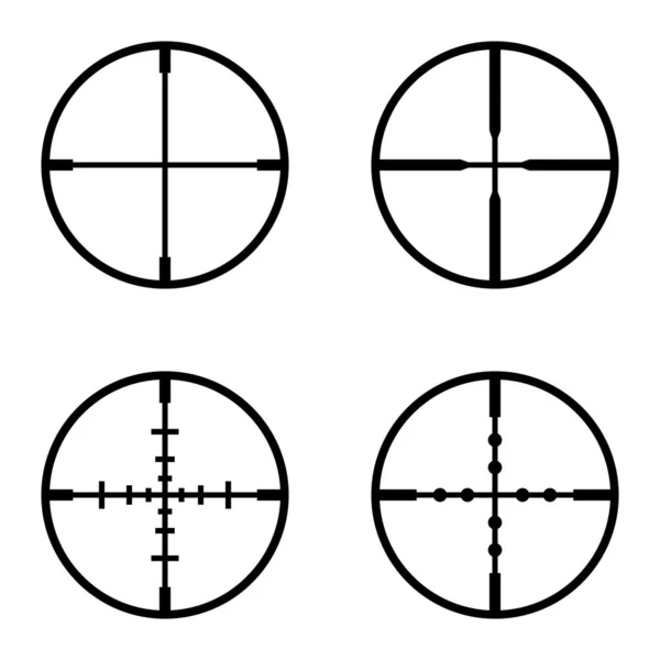 Crosshairs Flat Icon Set Isolated White Background — Stock Vector