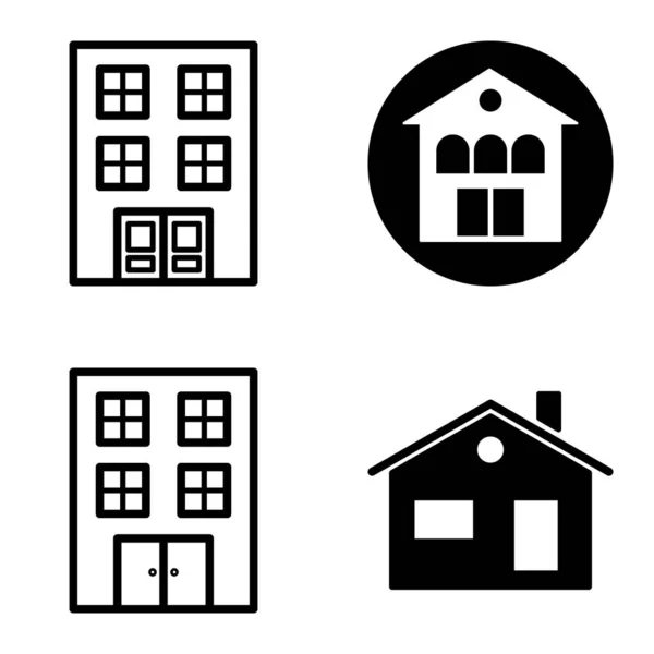 Conjunto Iconos Planos Casas Aisladas Sobre Fondo Blanco — Vector de stock