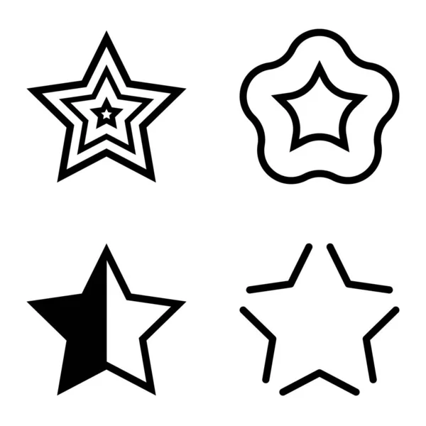 Stars Flat Icon Set Isolato Sfondo Bianco — Vettoriale Stock