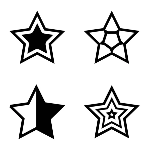 Stars Flat Icon Set Isolated White Background — Stock Vector