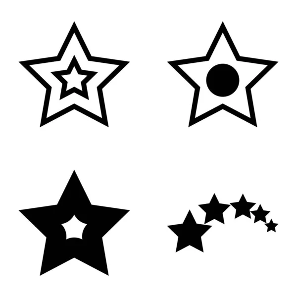 Stars Flat Icon Set Isolated White Background — Stock Vector